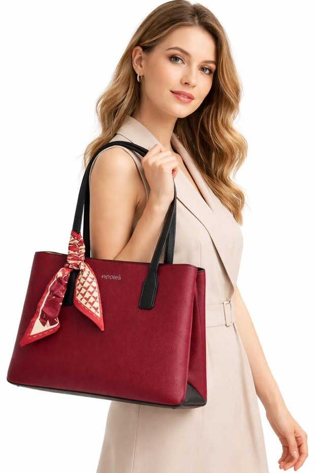 Women Large Tote Bag with Scarf – Premium Synthetic Leather Shoulder Handbag for Ladies(37cm*27cm)