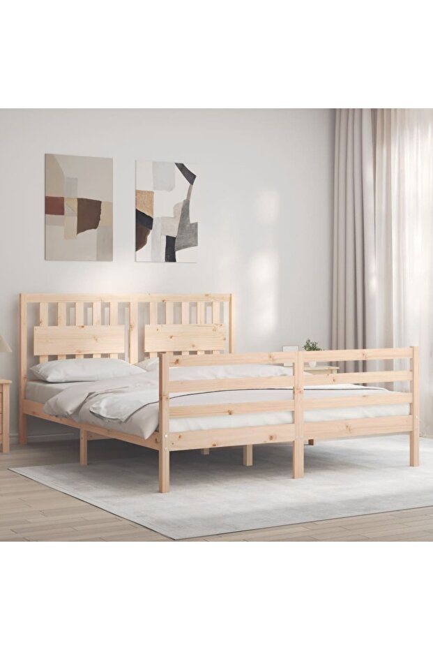 Bed frame with headboard, solid wood, king size 5FT - 1