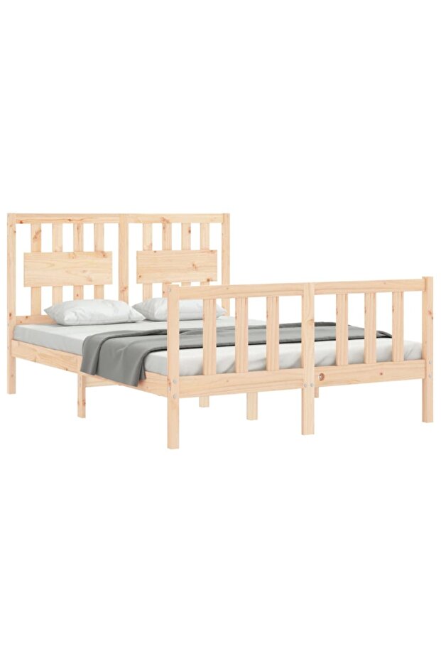 Bed frame with headboard, 120x200 cm, solid wood - 3