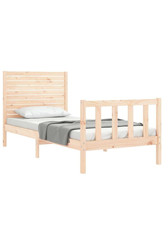 Bed frame with headboard, 90x200 cm, solid wood - 3
