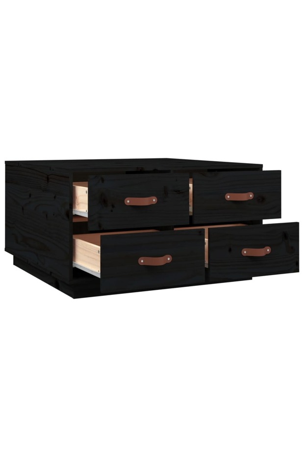 Coffee table, black, 80x80x45 cm, solid pine wood - 7