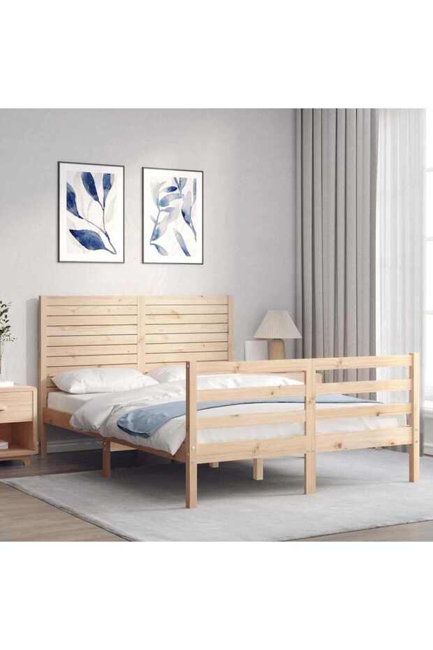 Bed frame with headboard, 120x200 cm, solid wood - 4