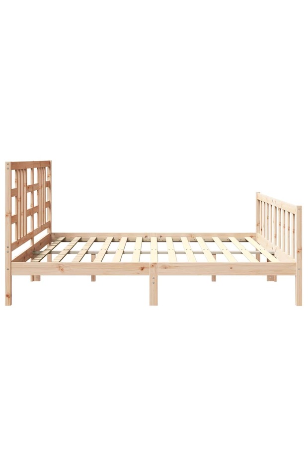 Bed frame with headboard 200x200 cm, solid pine wood - 7