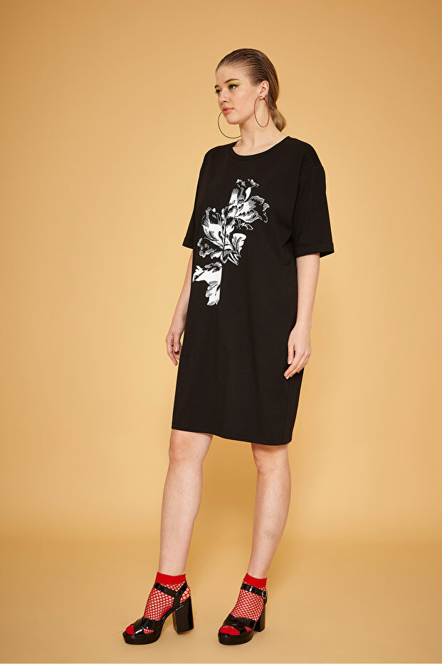 Baskılı Basic Elbise - 2