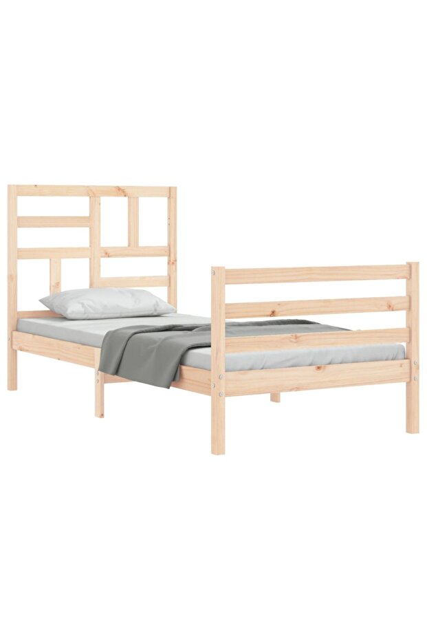 Bed frame with headboard, 90x200 cm, solid wood - 4