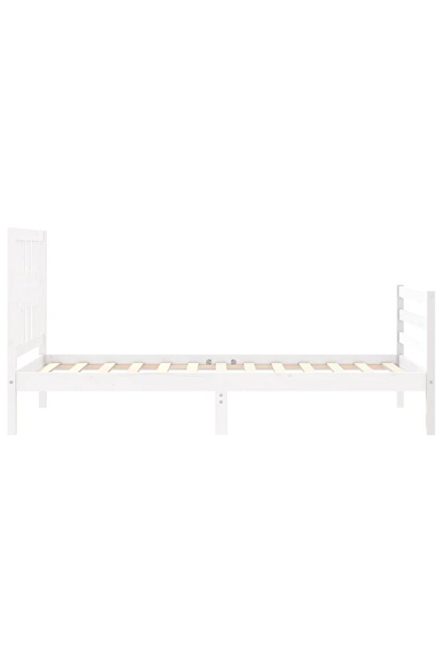 Bed frame with headboard 3FT, single, white, solid wood - 7