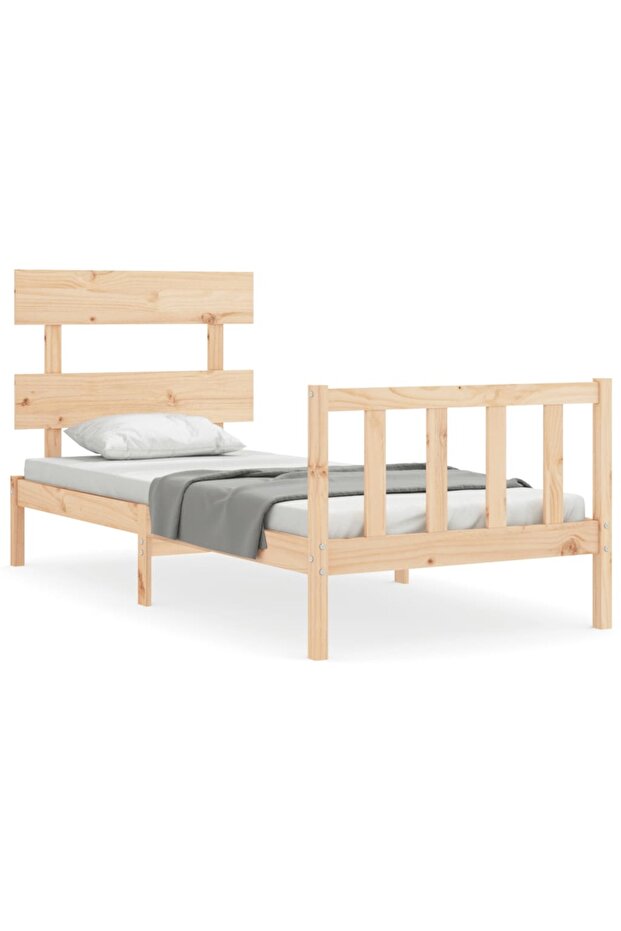 Bed frame with headboard 3FT, single, solid wood - 2