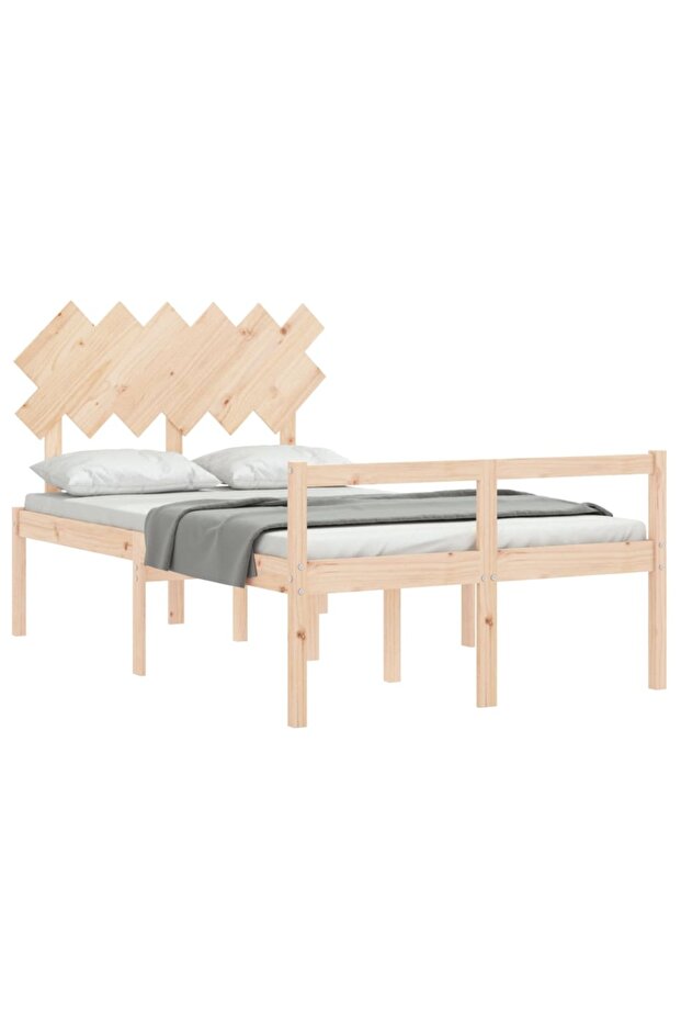Bed frame with headboard, solid wood, double 4FT6 - 4