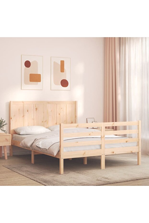 Bed frame with headboard, 120x200 cm, solid wood - 3