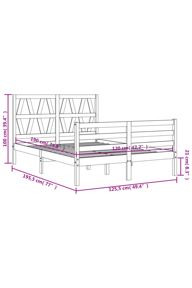 4FT Bed Frame with Headboard, Small Double, Solid Wood - 8