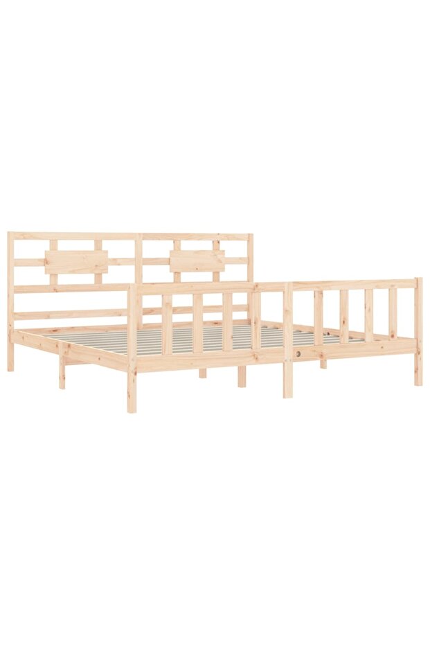 Bed frame with headboard 200x200 cm, solid pine wood - 5