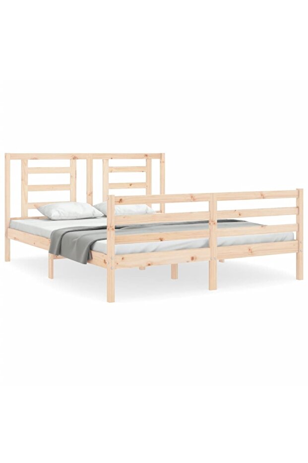 Bed frame with headboard, solid wood, king size 5FT - 2