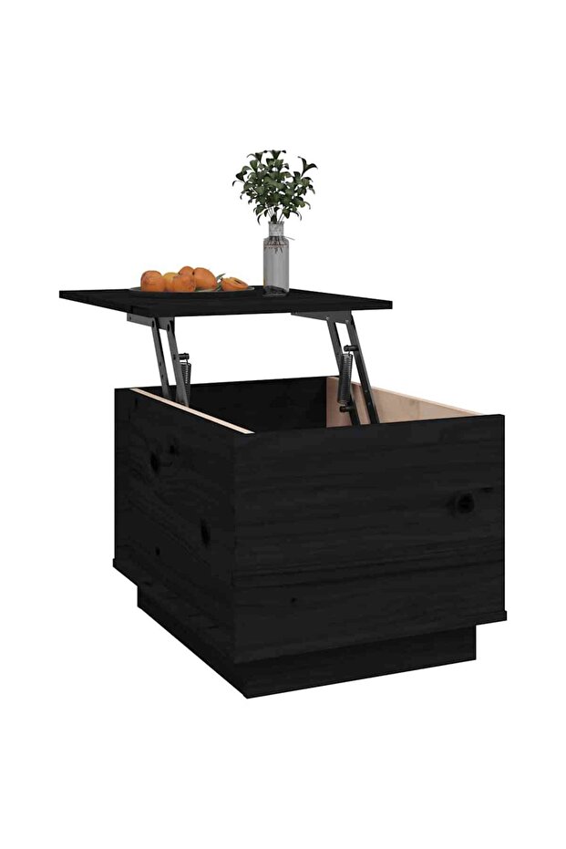 Coffee table, black, 40x50x35 cm, solid pine wood - 5