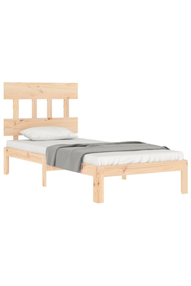 Bed frame with headboard, 90x200 cm, solid wood - 4