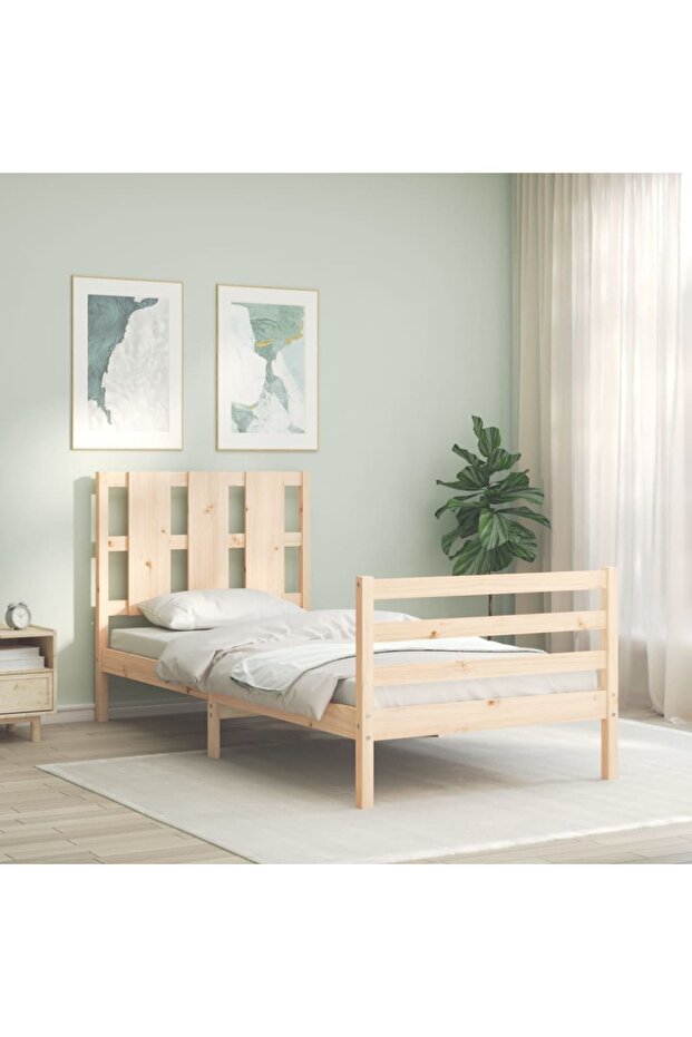 Bed frame with headboard 3FT, single, solid wood - 1