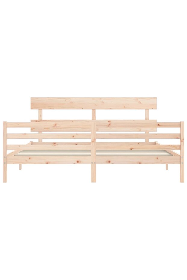 Bed frame with headboard 200x200 cm, solid pine wood - 6
