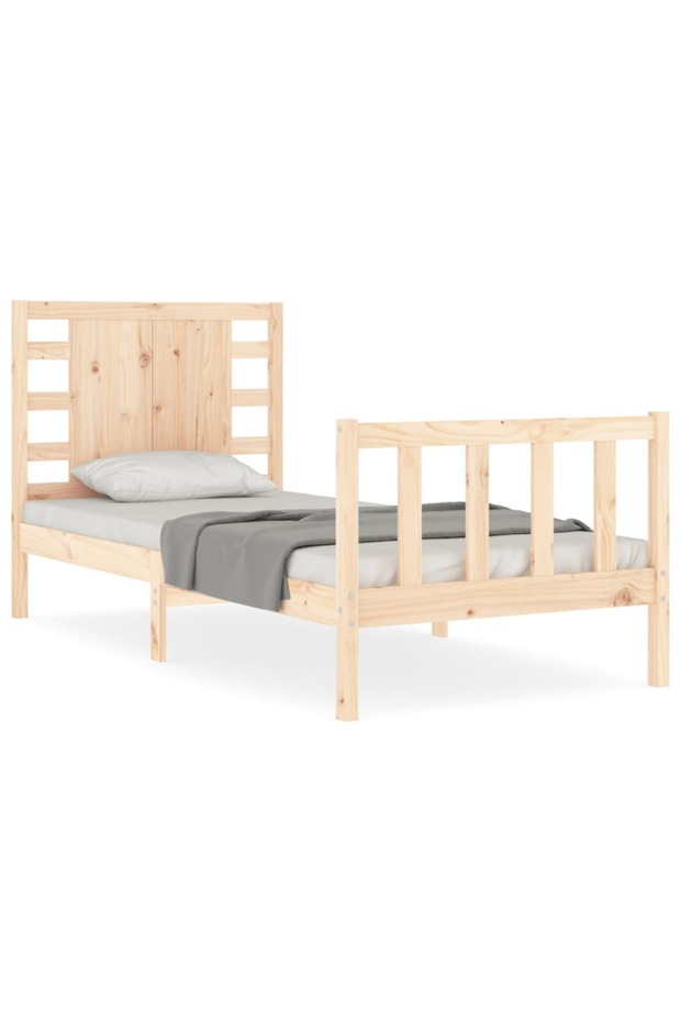 Bed frame with headboard, 90x200 cm, solid wood - 2