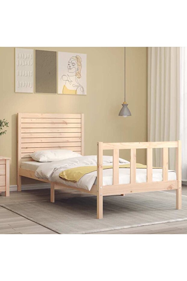 Bed frame with headboard, 90x200 cm, solid wood - 4
