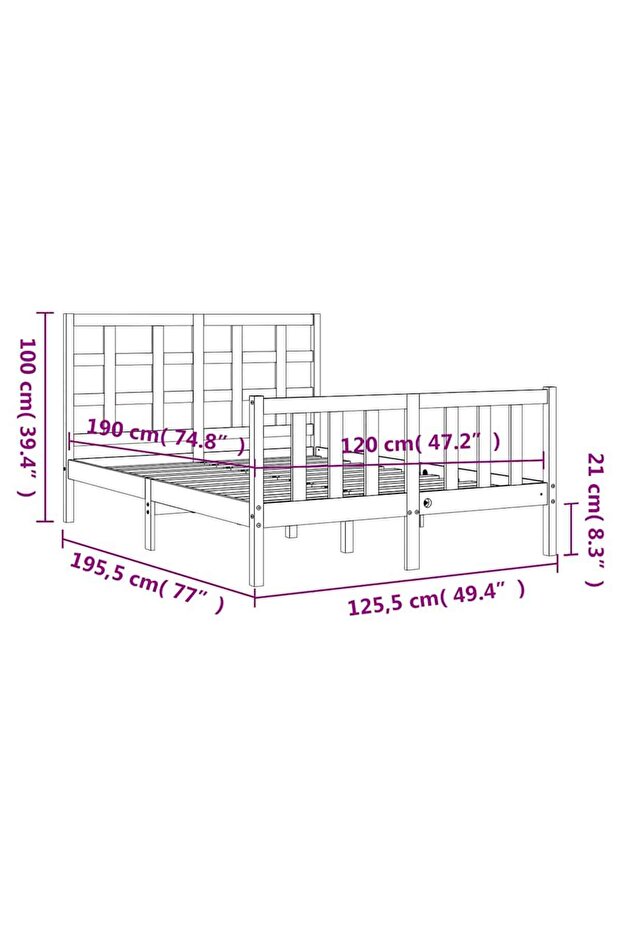 4FT Bed Frame with Headboard, Small Double, Solid Wood - 8