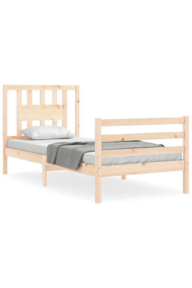 Bed frame with headboard, 100x200 cm, solid wood - 2