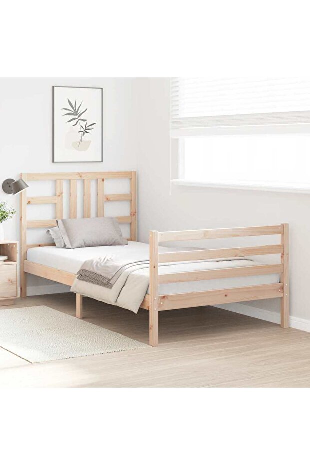 Bed frame with headboard, 100x200 cm, solid wood - 3