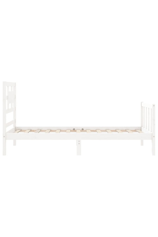 Bed frame with headboard 3FT, single, white, solid wood - 7