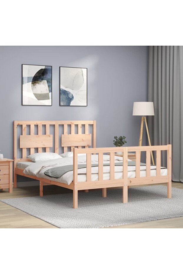 Bed frame with headboard, 120x200 cm, solid wood - 4