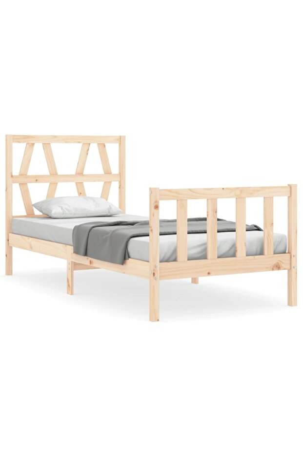 Bed frame with headboard, 90x200 cm, solid wood - 2