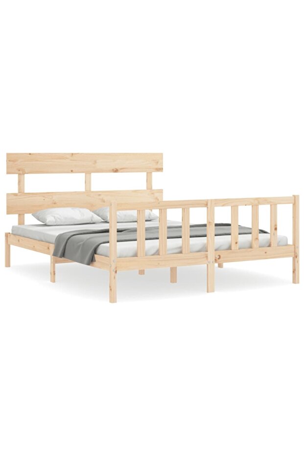 Bed frame with headboard, solid wood, king size 5FT - 2