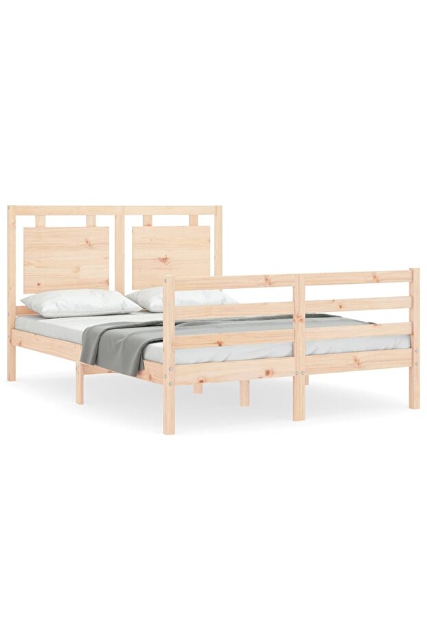 4FT Bed Frame with Headboard, Small Double, Solid Wood - 2