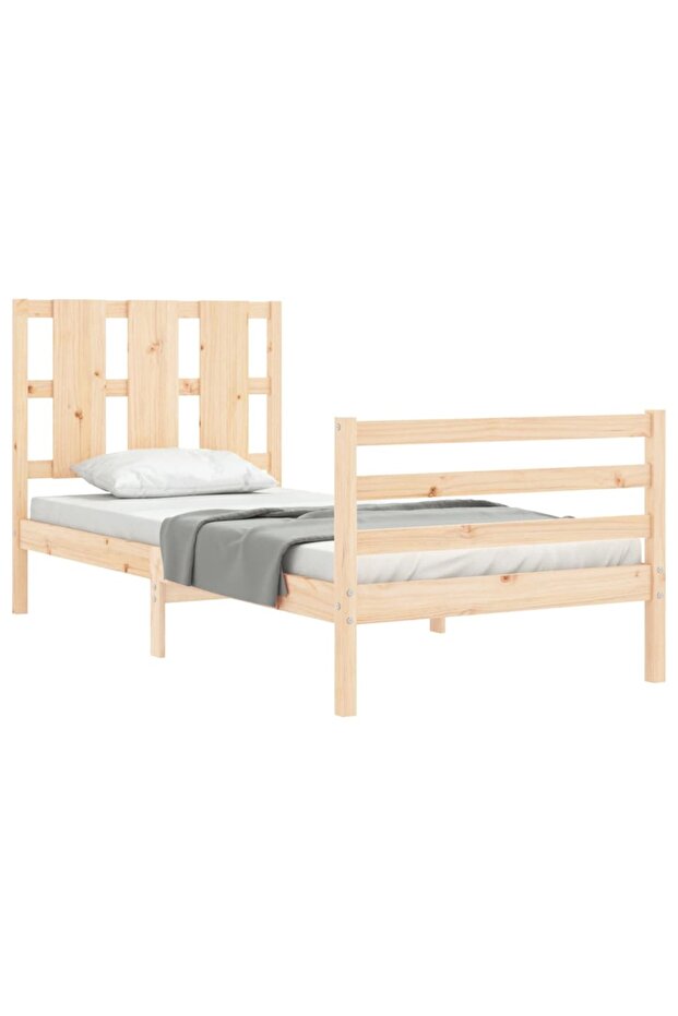 Bed frame with headboard 3FT, single, solid wood - 4