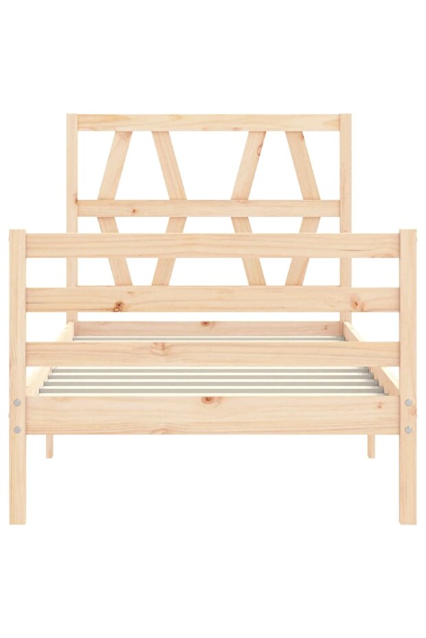 Bed frame with headboard, 100x200 cm, solid wood - 7