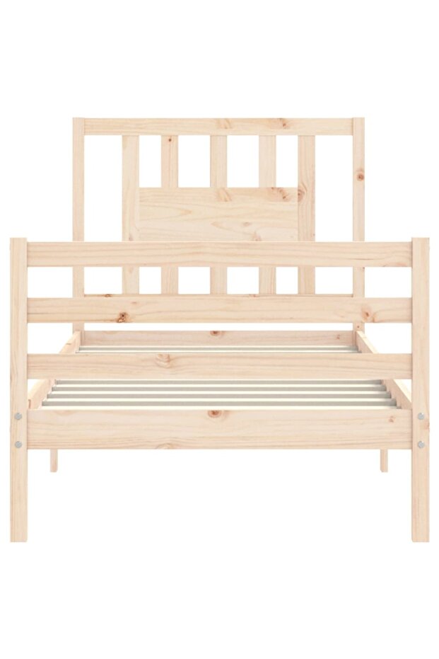 Bed frame with headboard, 100x200 cm, solid wood - 6