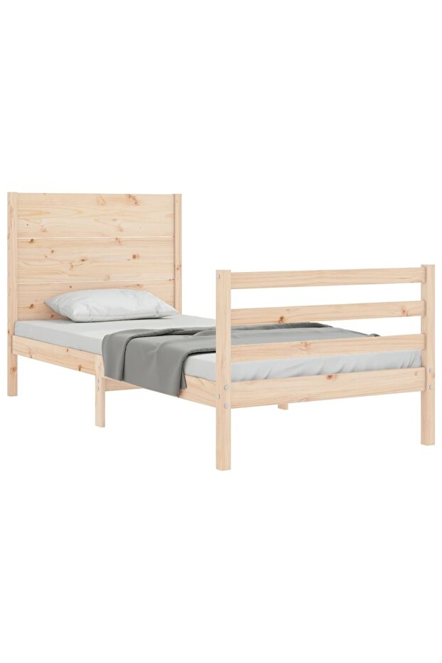 Bed frame with headboard 3FT, single, solid wood - 4