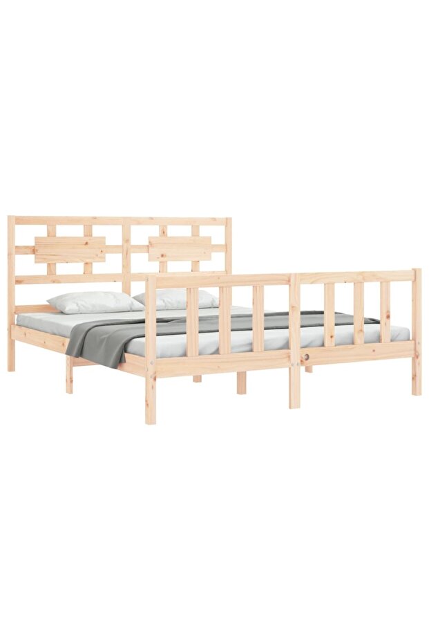 Bed frame with headboard, solid wood, king size 5FT - 3