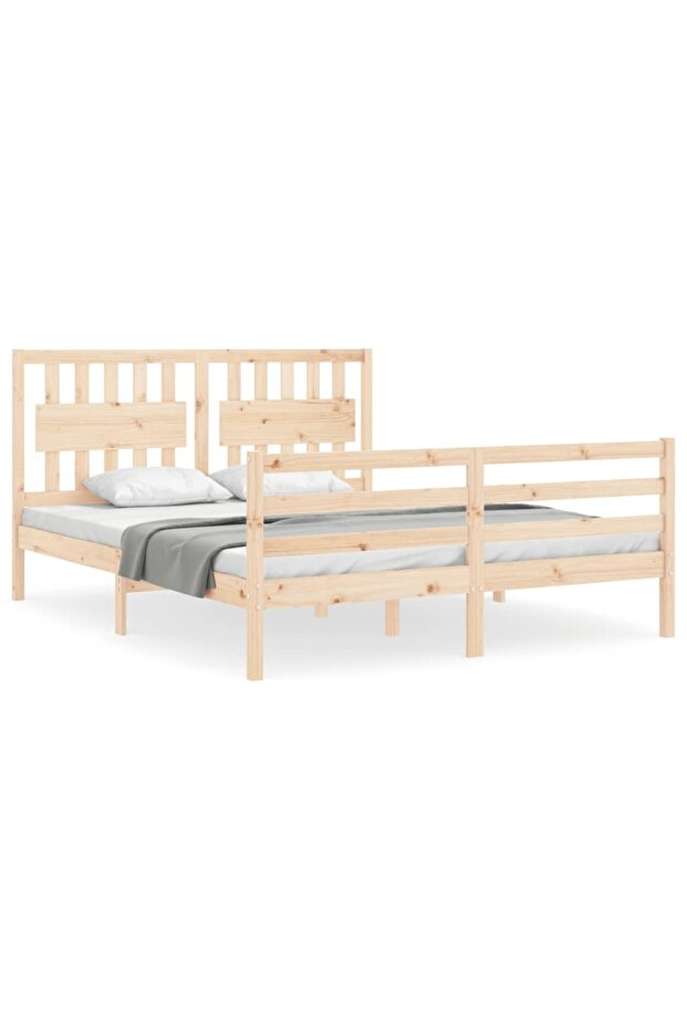 Bed frame with headboard, solid wood, king size 5FT - 2