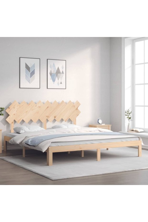 Super King Size bed frame with headboard, solid wood