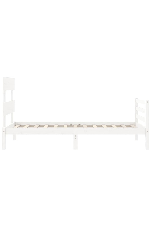 Bed frame with headboard 3FT, single, white, solid wood - 7