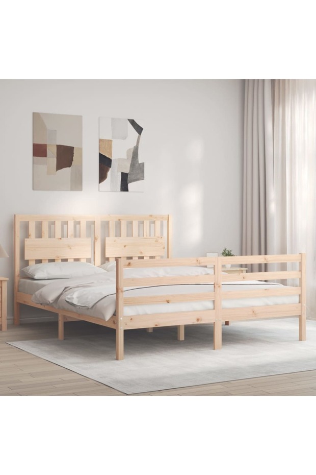 Bed frame with headboard, 160x200 cm, solid wood