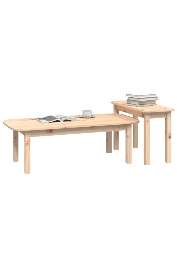 Coffee table set, 2 pieces, solid pine wood - 3