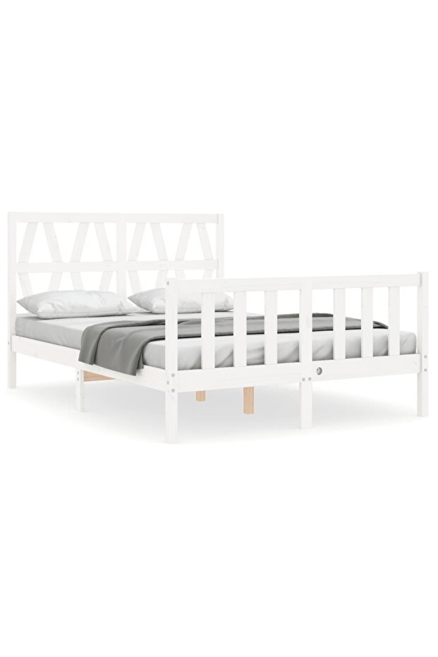 4FT Bed Frame with Headboard, Small Double, Solid Wood - 2