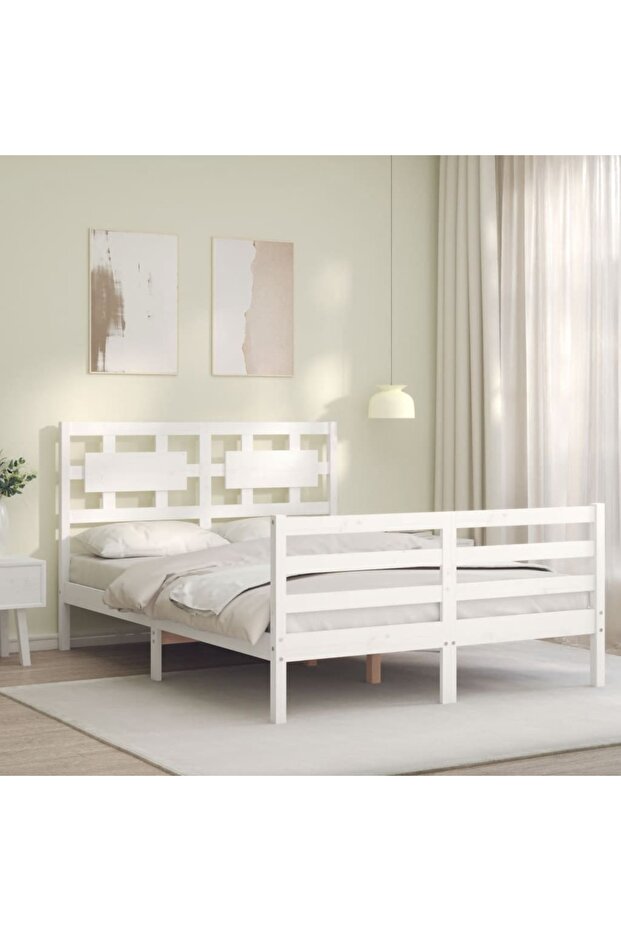 4FT Bed Frame with Headboard, Small Double, Solid Wood - 3