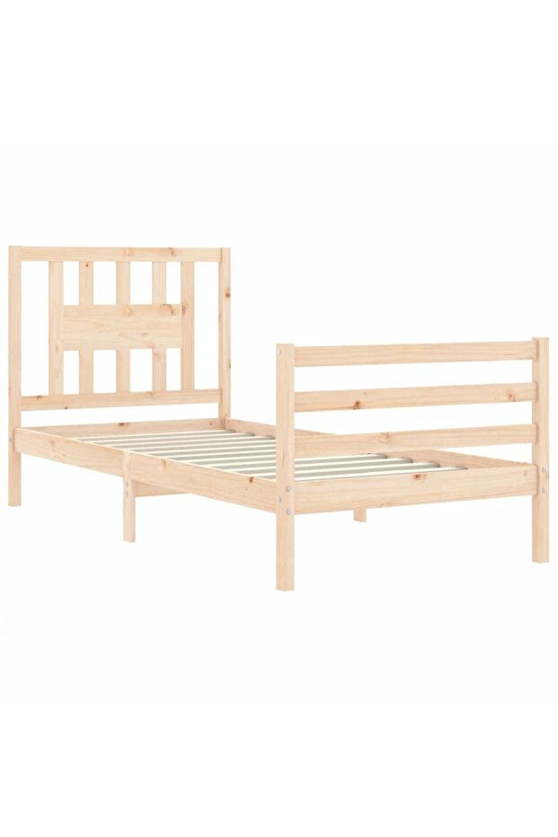 Bed frame with headboard, 100x200 cm, solid wood - 5