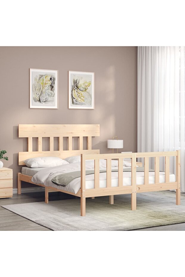 4FT Bed Frame with Headboard, Small Double, Solid Wood - 3