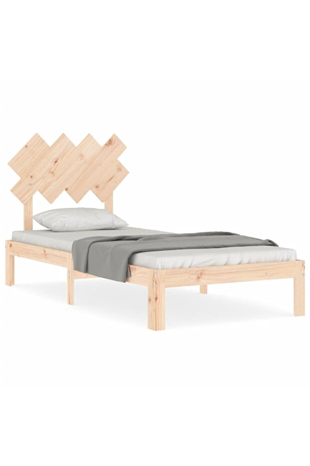 Bed frame with headboard, 90x200 cm, solid wood - 2