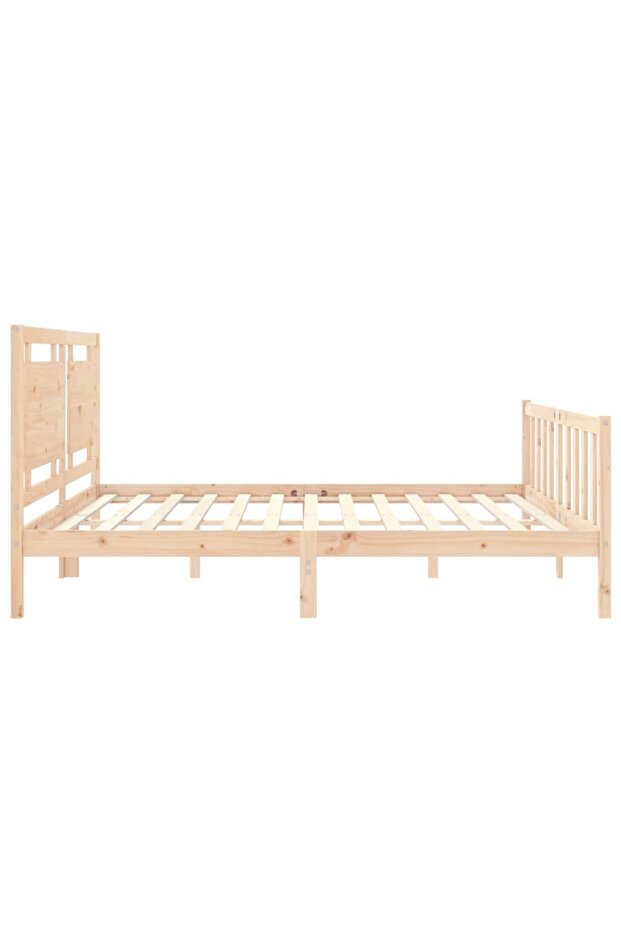 Bed frame with headboard 200x200 cm, solid pine wood - 7