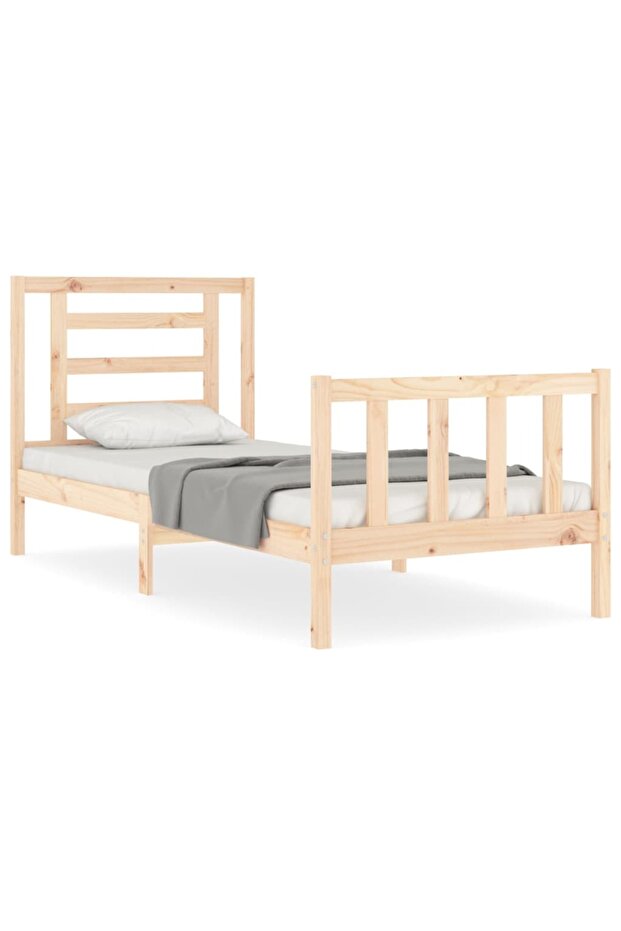 Bed frame with headboard, 90x200 cm, solid wood - 2