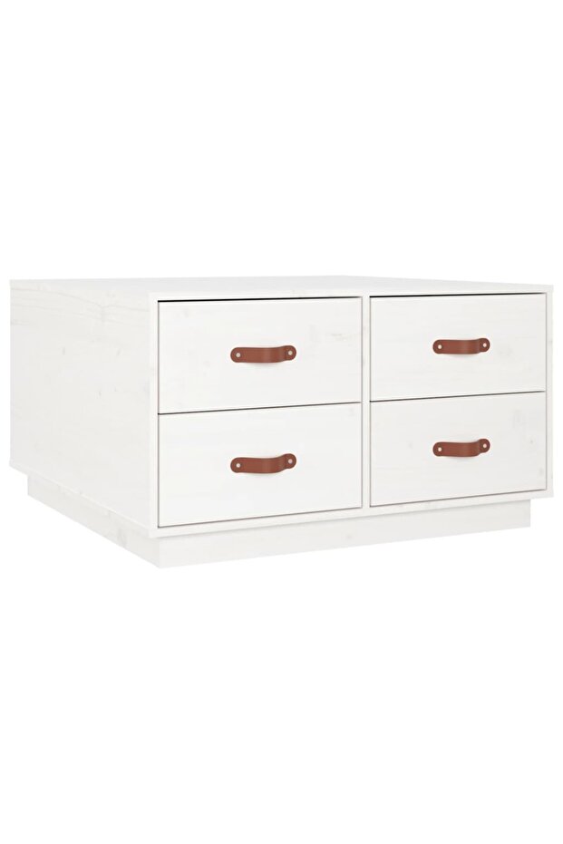 Coffee table, white, 80x80x45 cm, solid pine wood - 2