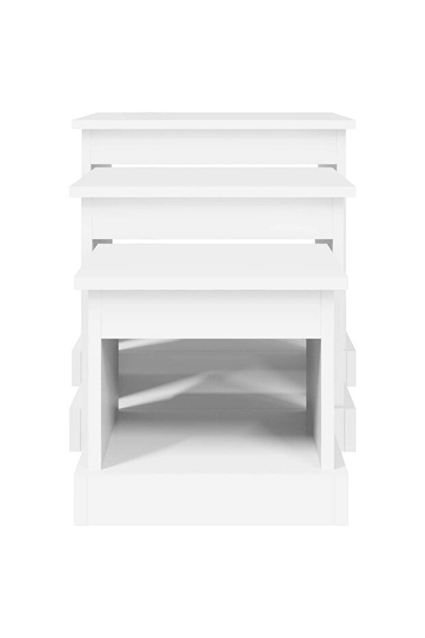 Stackable tables, 3 pcs., white, processed wood - 6