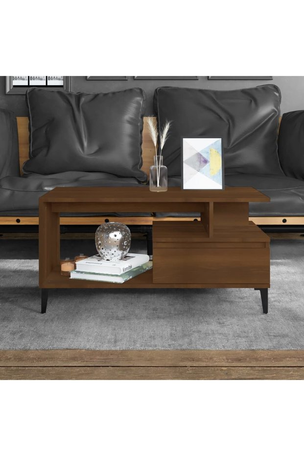 Coffee table, brown oak, 90x49x45 cm, processed wood